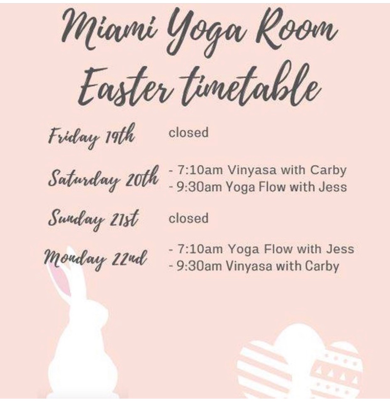 Easter schedule