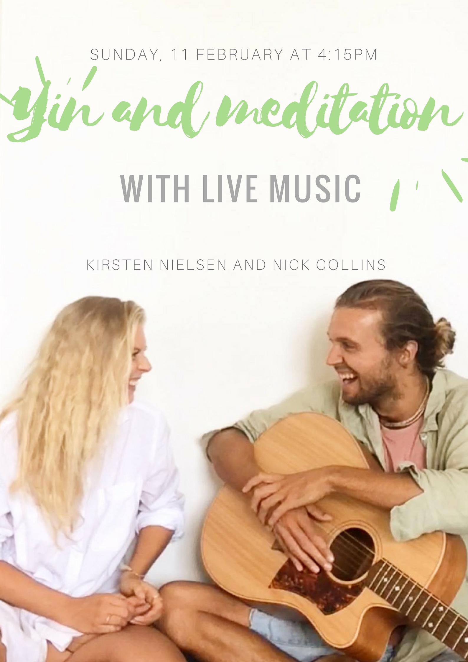 Yin and Meditation with Kirsten and Nick - February 11 at 4:15pm